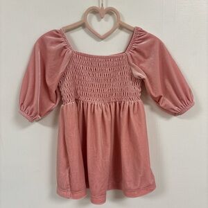 Old Navy Pink Smocked Velvet Baby Dress